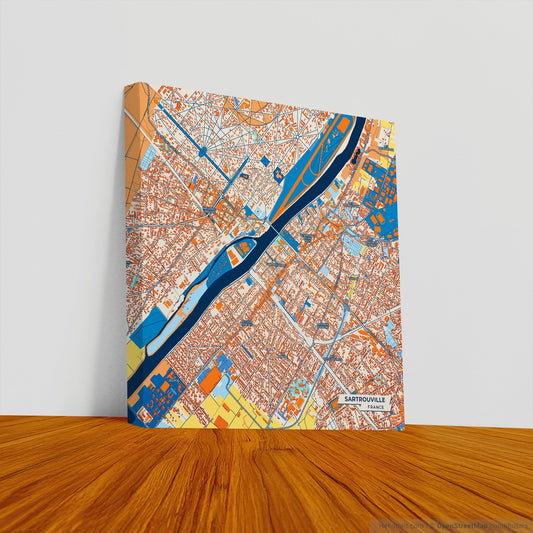 Sartrouville France Colorful City Map Canvas Print