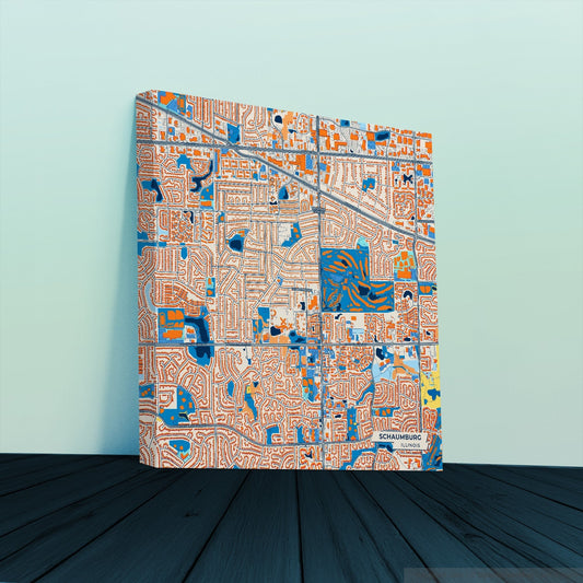 Schaumburg Illinois Colorful City Map Canvas Print
