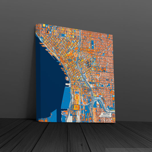 Seattle Washington Colorful City Map Canvas Print