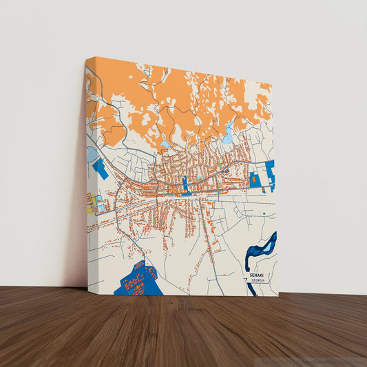 Senaki Georgia Colorful City Map Canvas Print
