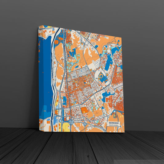 Seongnam South Korea Colorful City Map Canvas Print