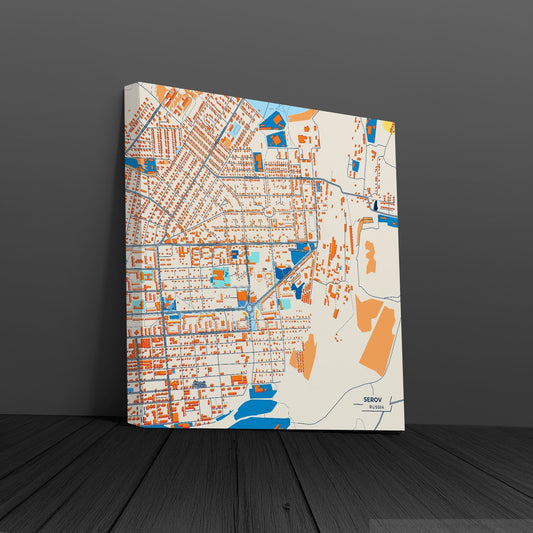 Серов Russia Colorful City Map Canvas Print