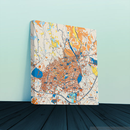 Σερρες Greece Colorful City Map Canvas Print