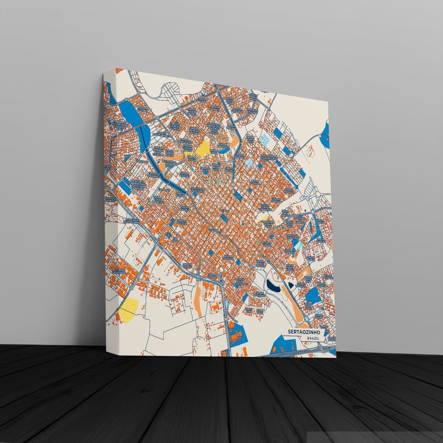 Sertaozinho Brazil Colorful City Map Canvas Print