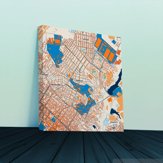 Шахты Russia Colorful City Map Canvas Print