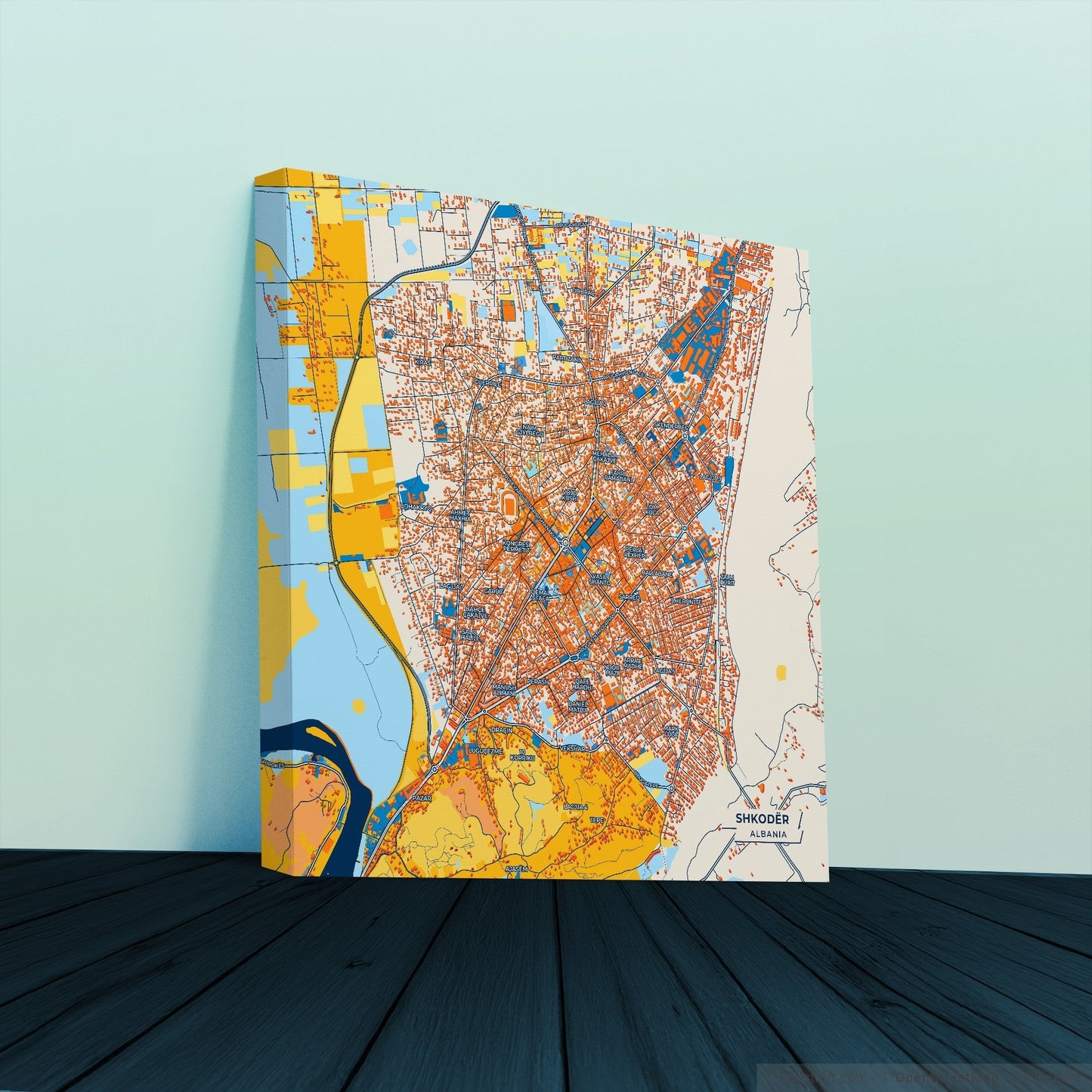 Shkodër Albania Colorful City Map Canvas Print