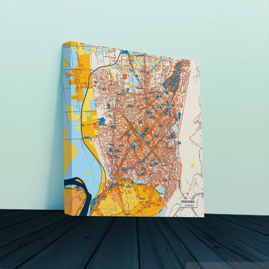Shkodër Albania Colorful City Map Canvas Print