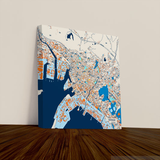 Shūnan Japan Colorful City Map Canvas Print