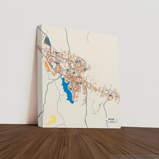 Silvan Turkey Colorful City Map Canvas Print