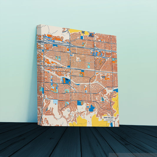 Simi Valley California Colorful City Map Canvas Print