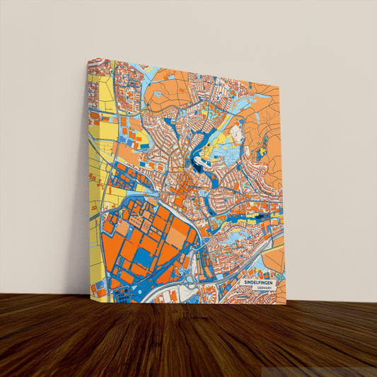 Sindelfingen Germany Colorful City Map Canvas Print