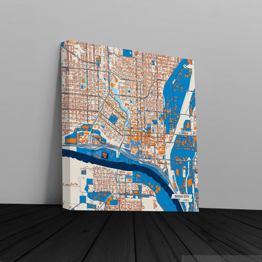 Sioux City Iowa Colorful City Map Canvas Print