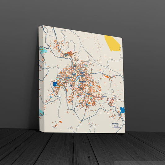 Şirnak Turkey Colorful City Map Canvas Print