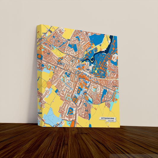 Sittingbourne England Colorful City Map Canvas Print