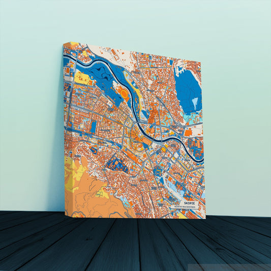 Skopje North Macedonia Colorful City Map Canvas Print