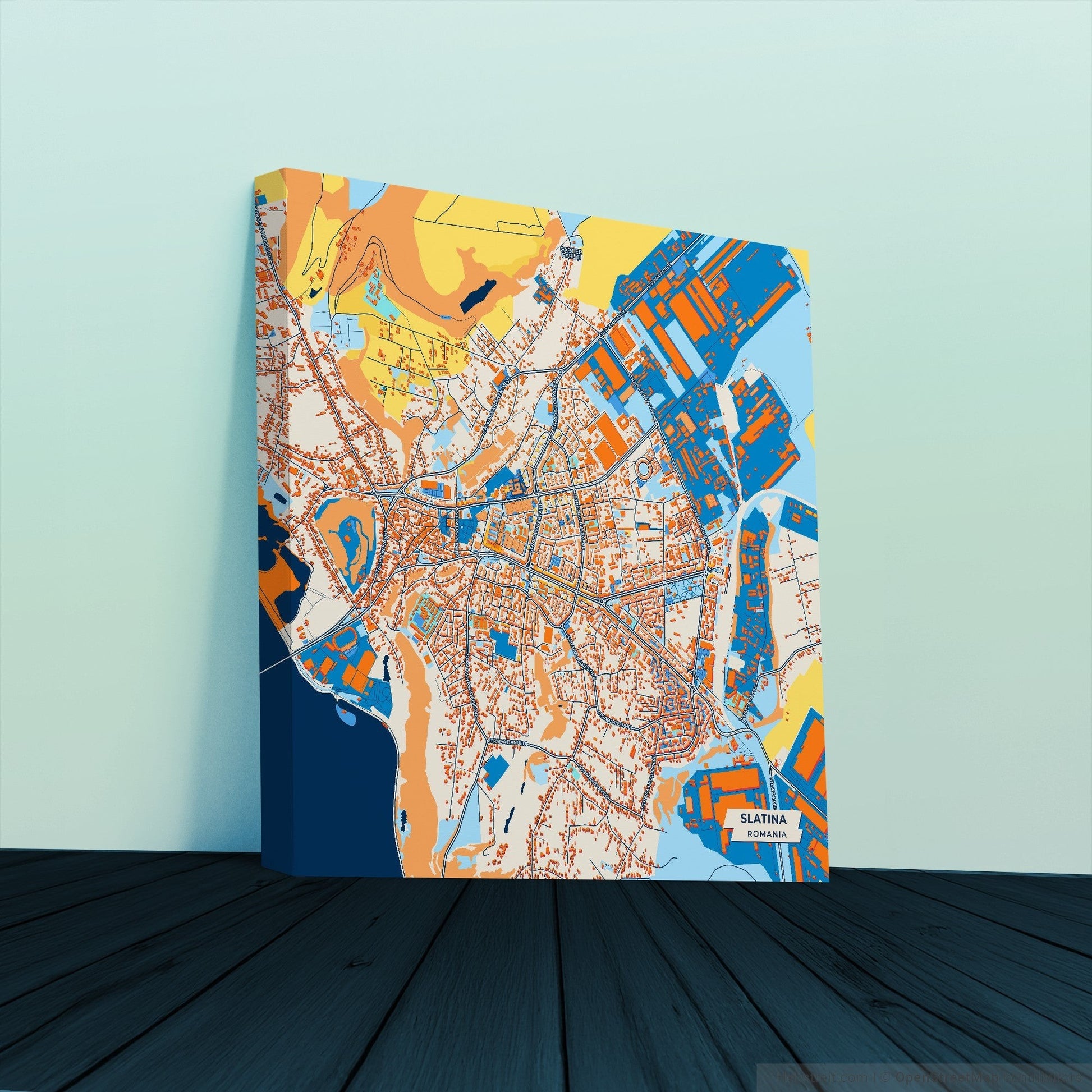 Slatina Romania Colorful City Map Canvas Print