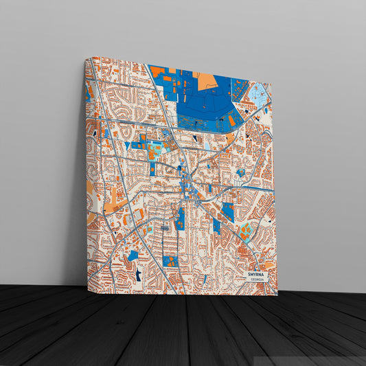 Smyrna Georgia Colorful City Map Canvas Print