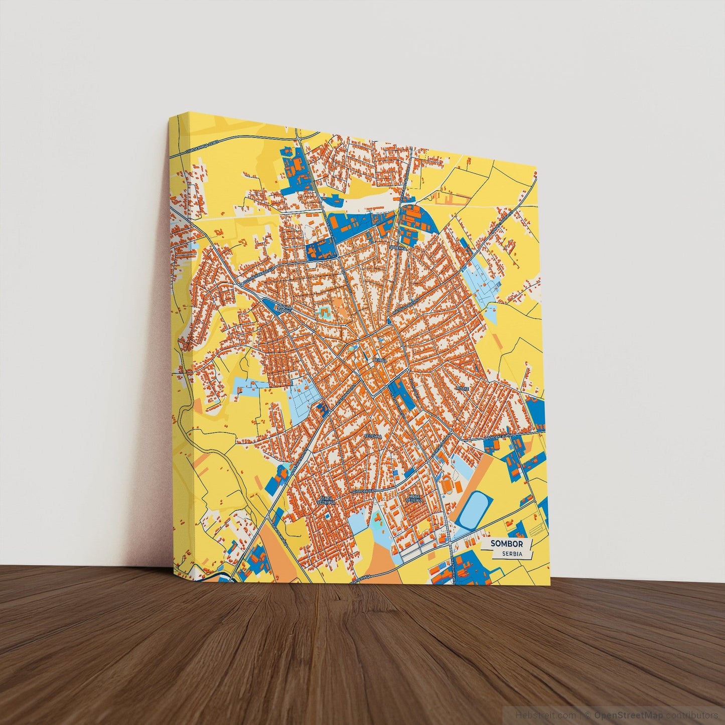 Сомбор Serbia Colorful City Map Canvas Print
