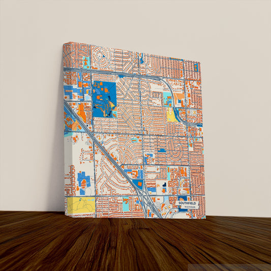 Southfield Michigan Colorful City Map Canvas Print