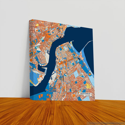South Shields England Colorful City Map Canvas Print