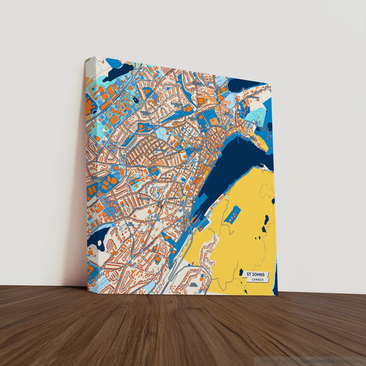 St Johns Canada Colorful City Map Canvas Print