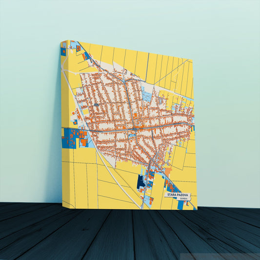 Стара Пазова Serbia Colorful City Map Canvas Print