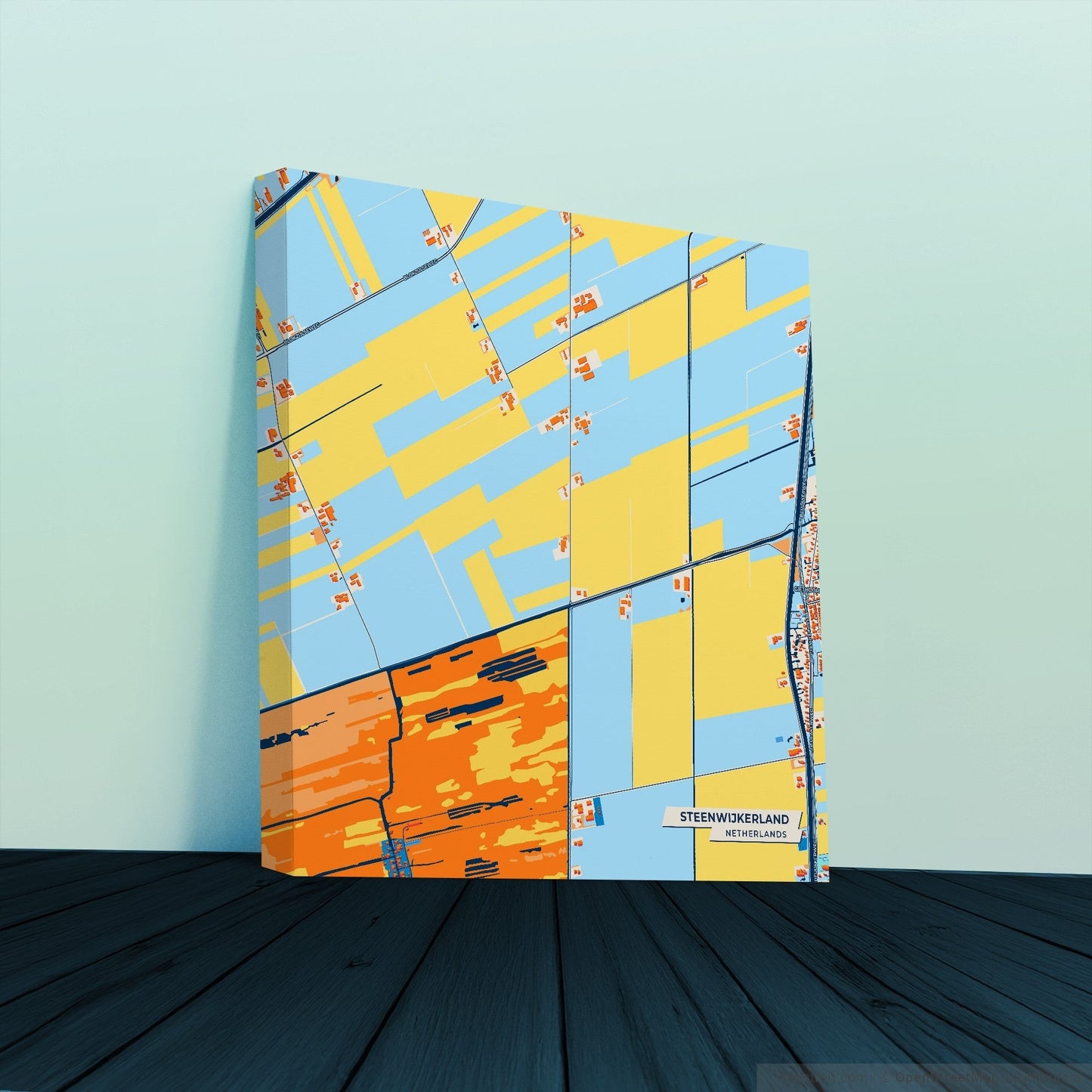 Steenwijkerland Netherlands Colorful City Map Canvas Print