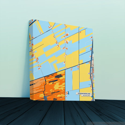 Steenwijkerland Netherlands Colorful City Map Canvas Print