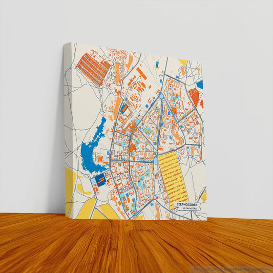 Stepnogorsk Kazakhstan Colorful City Map Canvas Print