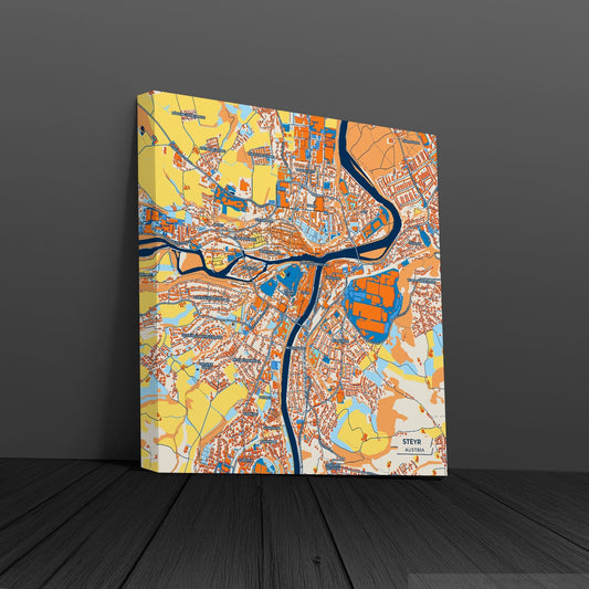 Steyr Austria Colorful City Map Canvas Print