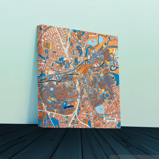 Stockport England Colorful City Map Canvas Print