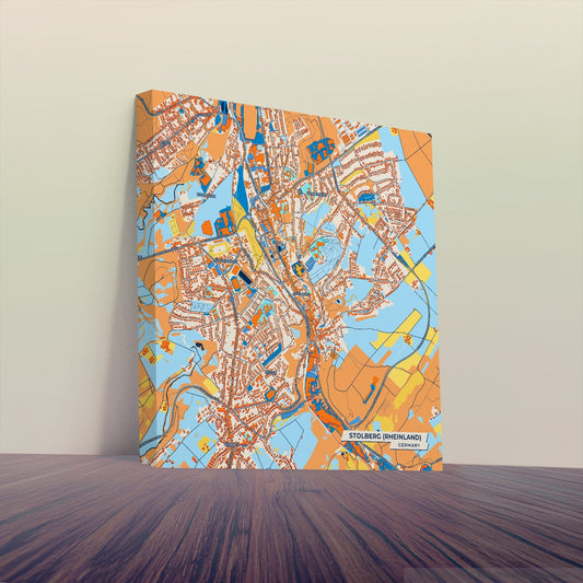 Stolberg (Rheinland) Germany Colorful City Map Canvas Print