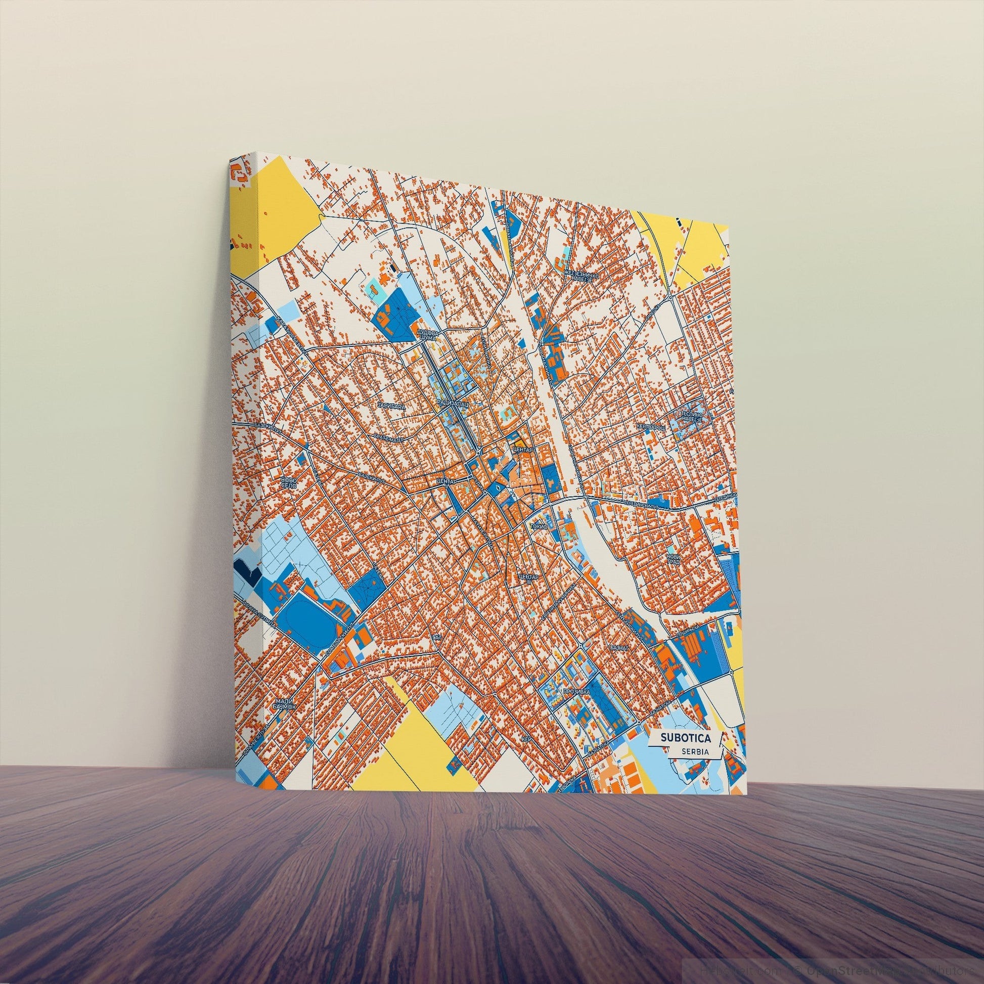 Суботица Serbia Colorful City Map Canvas Print