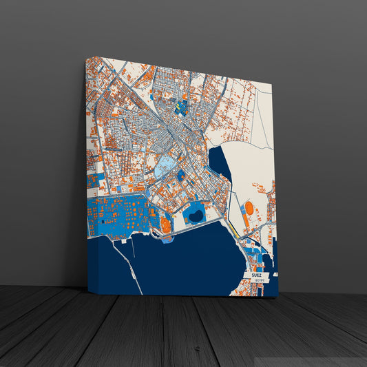 Suez Egypt Colorful City Map Canvas Print