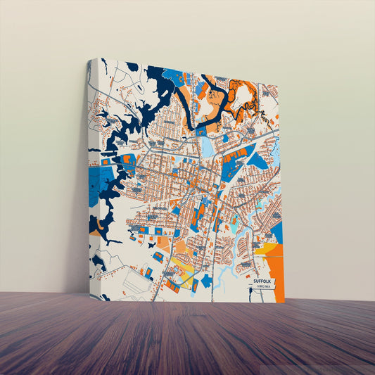 Suffolk Virginia Colorful City Map Canvas Print
