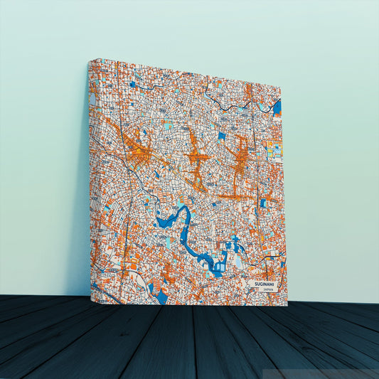 Suginami Japan Colorful City Map Canvas Print