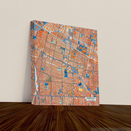 Sunnyvale California Colorful City Map Canvas Print