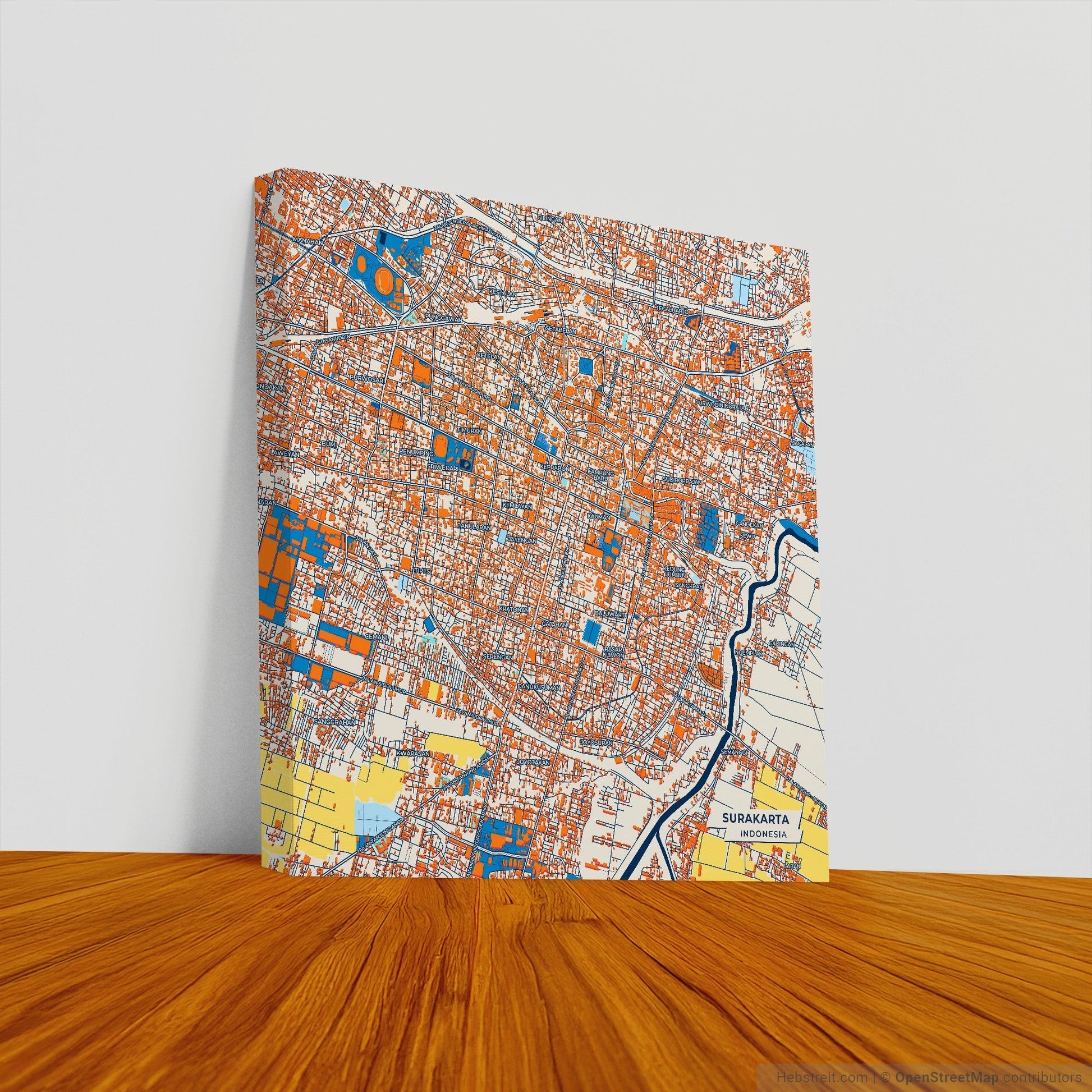 Surakarta Indonesia Colorful City Map Canvas Print