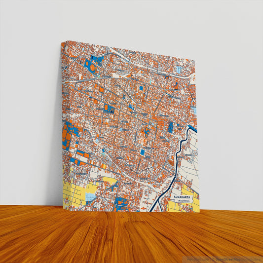 Surakarta Indonesia Colorful City Map Canvas Print