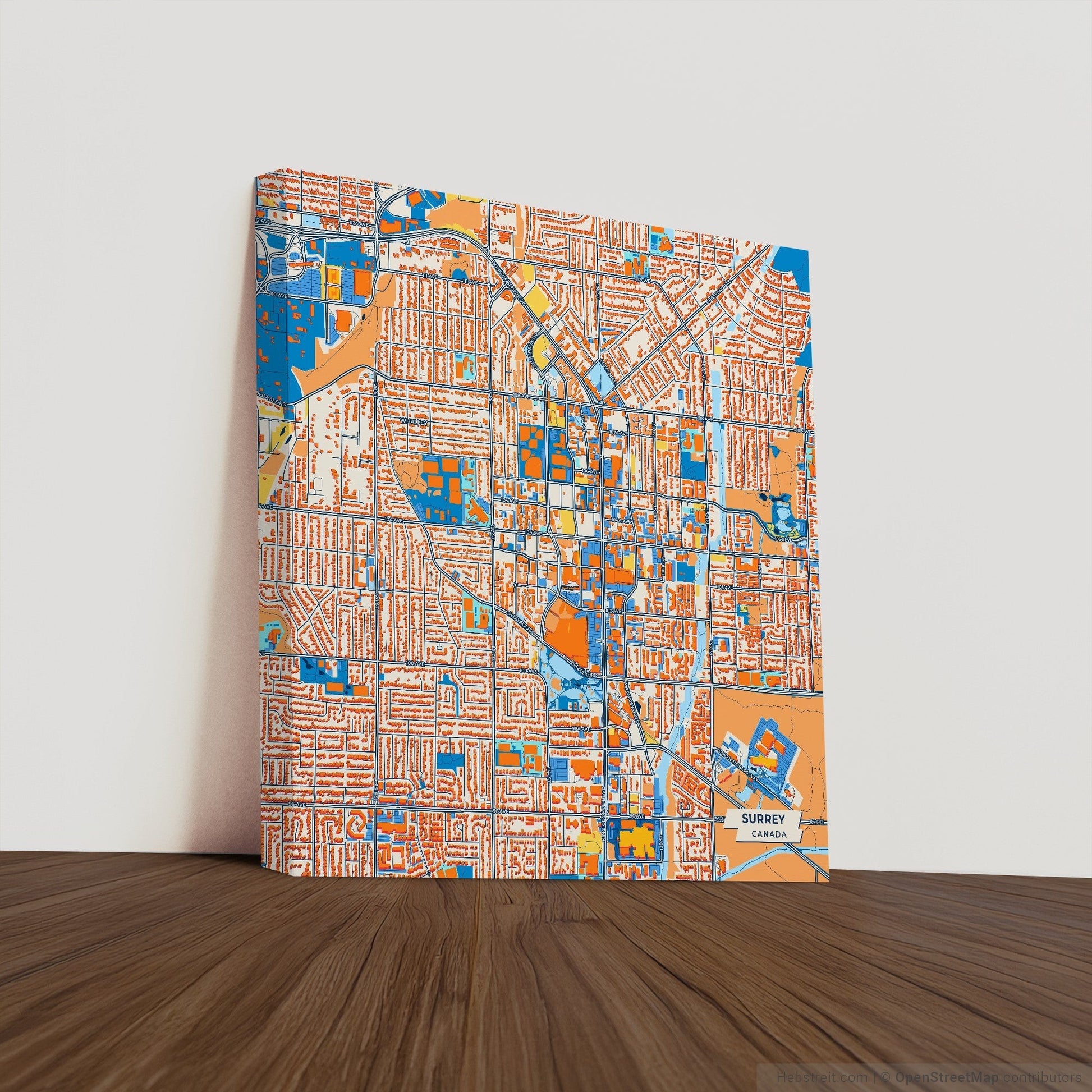Surrey Canada Colorful City Map Canvas Print