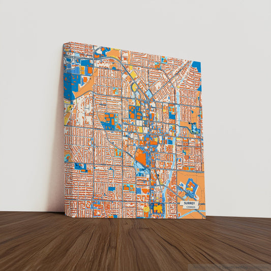 Surrey Canada Colorful City Map Canvas Print