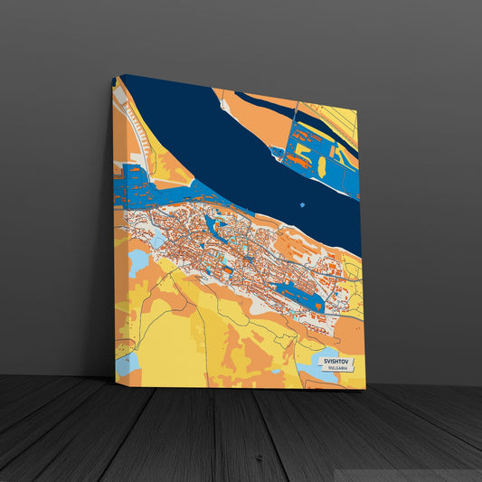 Свищов Bulgaria Colorful City Map Canvas Print