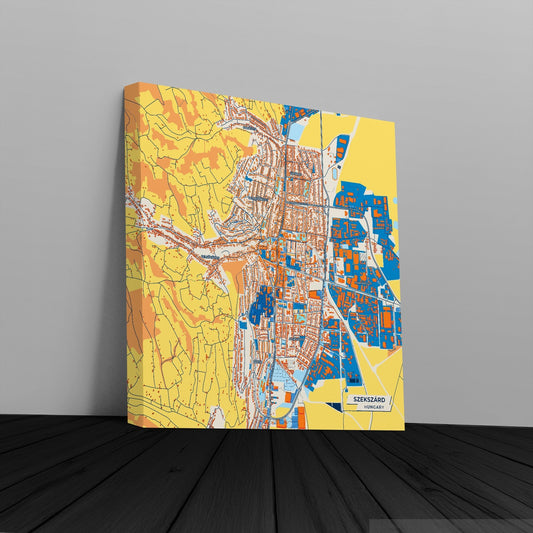 Szekszárd Hungary Colorful City Map Canvas Print