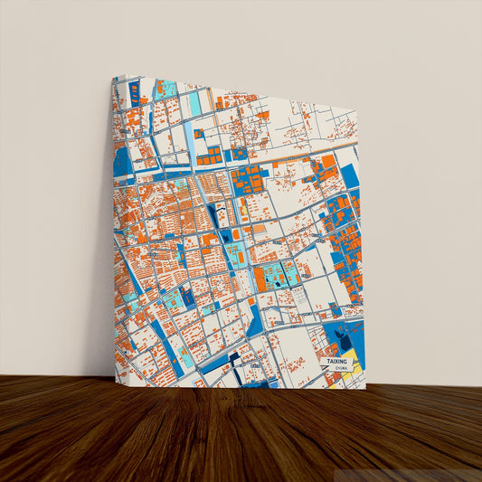 Taixing China Colorful City Map Canvas Print
