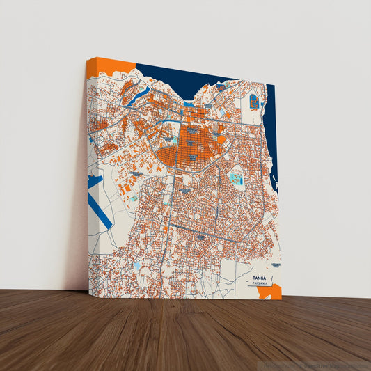 Tanga Tanzania Colorful City Map Canvas Print