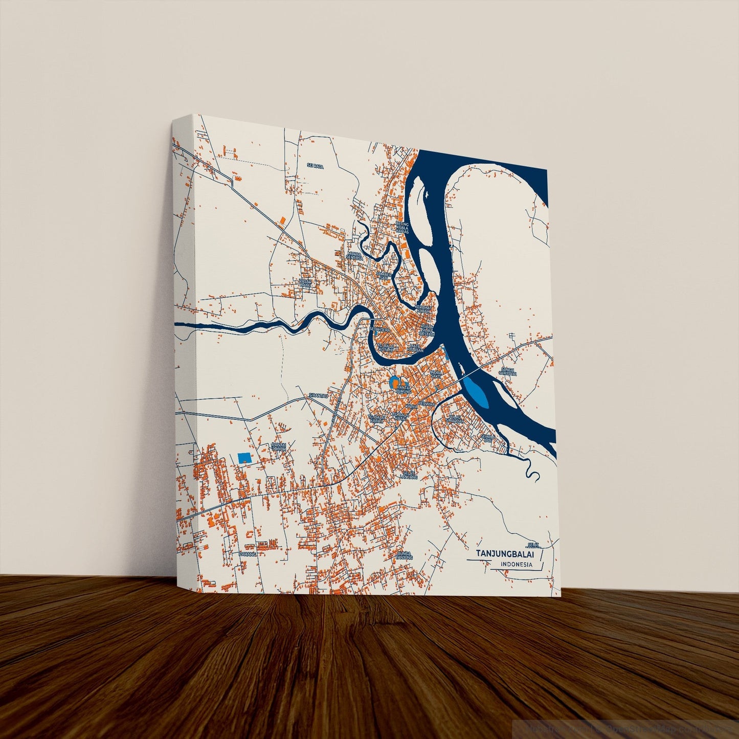 Tanjungbalai Indonesia Colorful City Map Canvas Print
