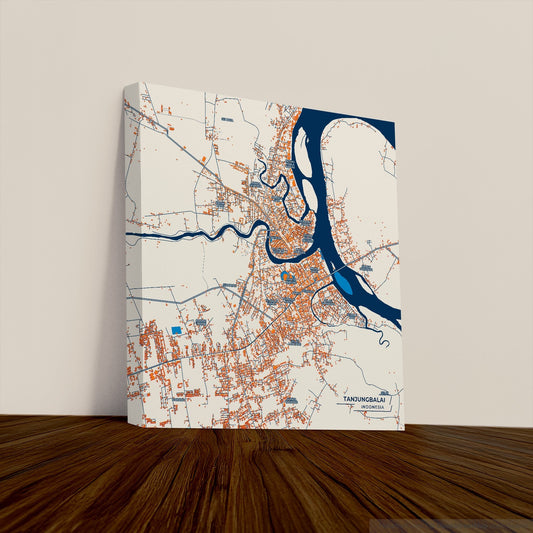 Tanjungbalai Indonesia Colorful City Map Canvas Print