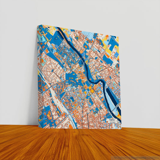 Tartu Estonia Colorful City Map Canvas Print