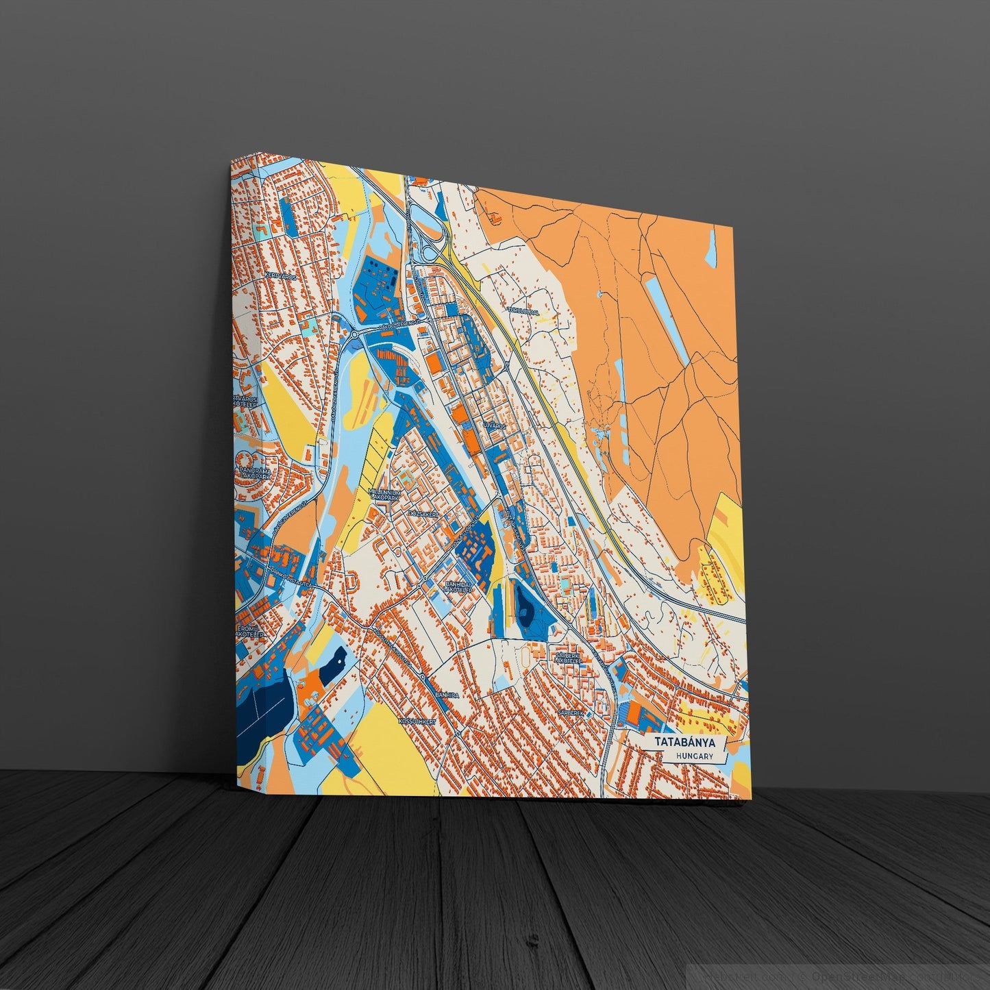 Tatabánya Hungary Colorful City Map Canvas Print