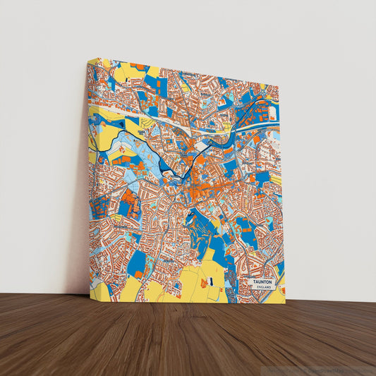 Taunton England Colorful City Map Canvas Print